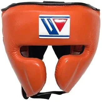 Front of Winning Orange & Black Cheek Protector Headgear